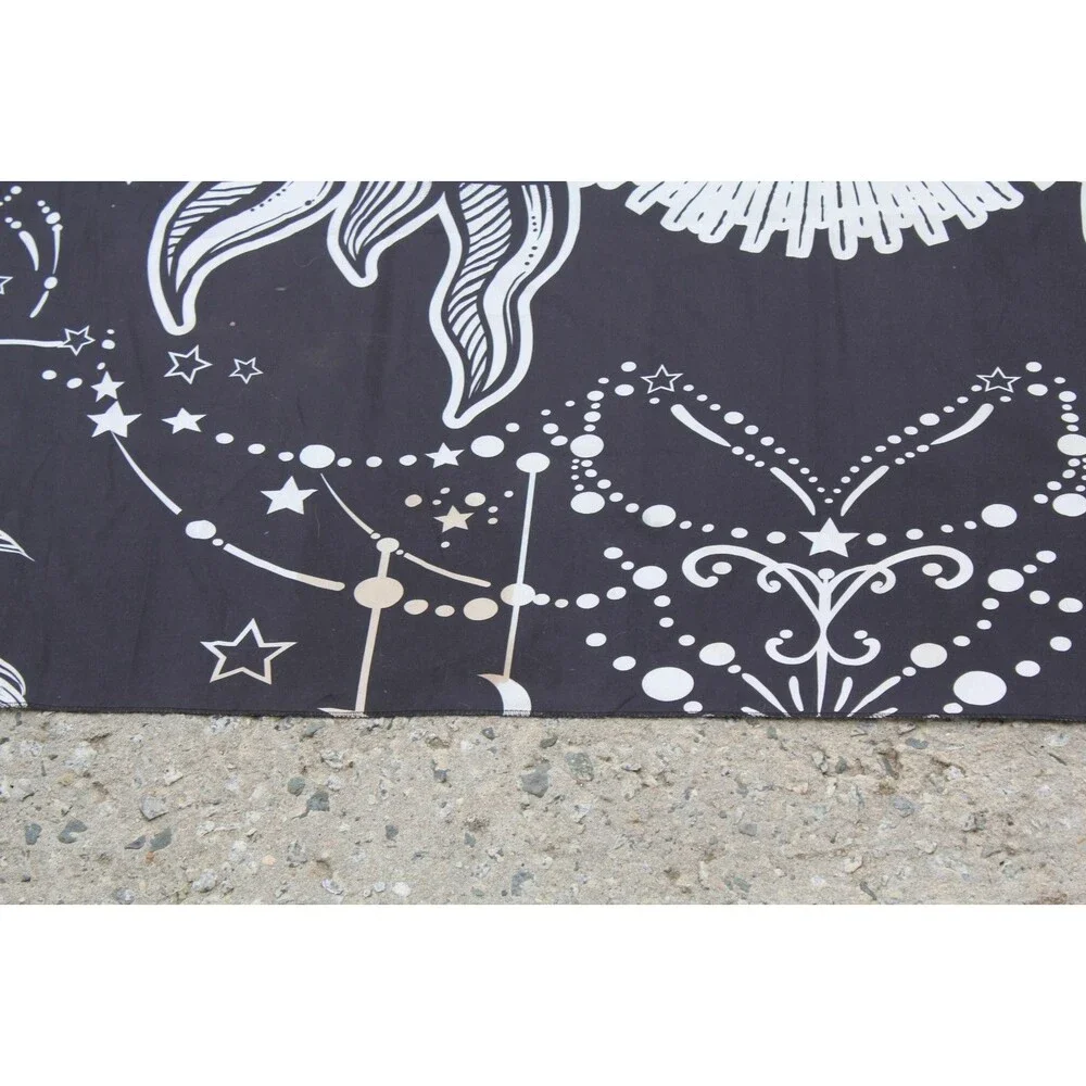 Sun Moon Stars Psychedelic Tapestry Hippie Wall Art Black White 72x92